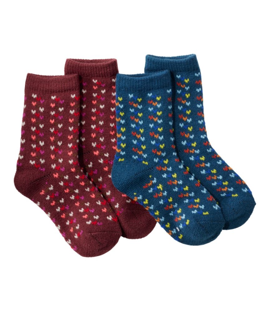 Kids' Sweater Weather Socks, Two-Pack, Burgundy Brown/Dark Marine Blue Multi, small image number 1