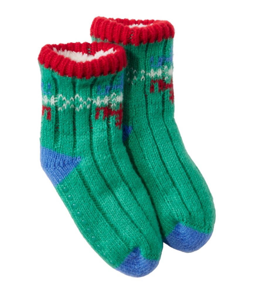 Toddlers' Cozy Gripper Socks, Emerald Spruce Fairisle, small image number 1