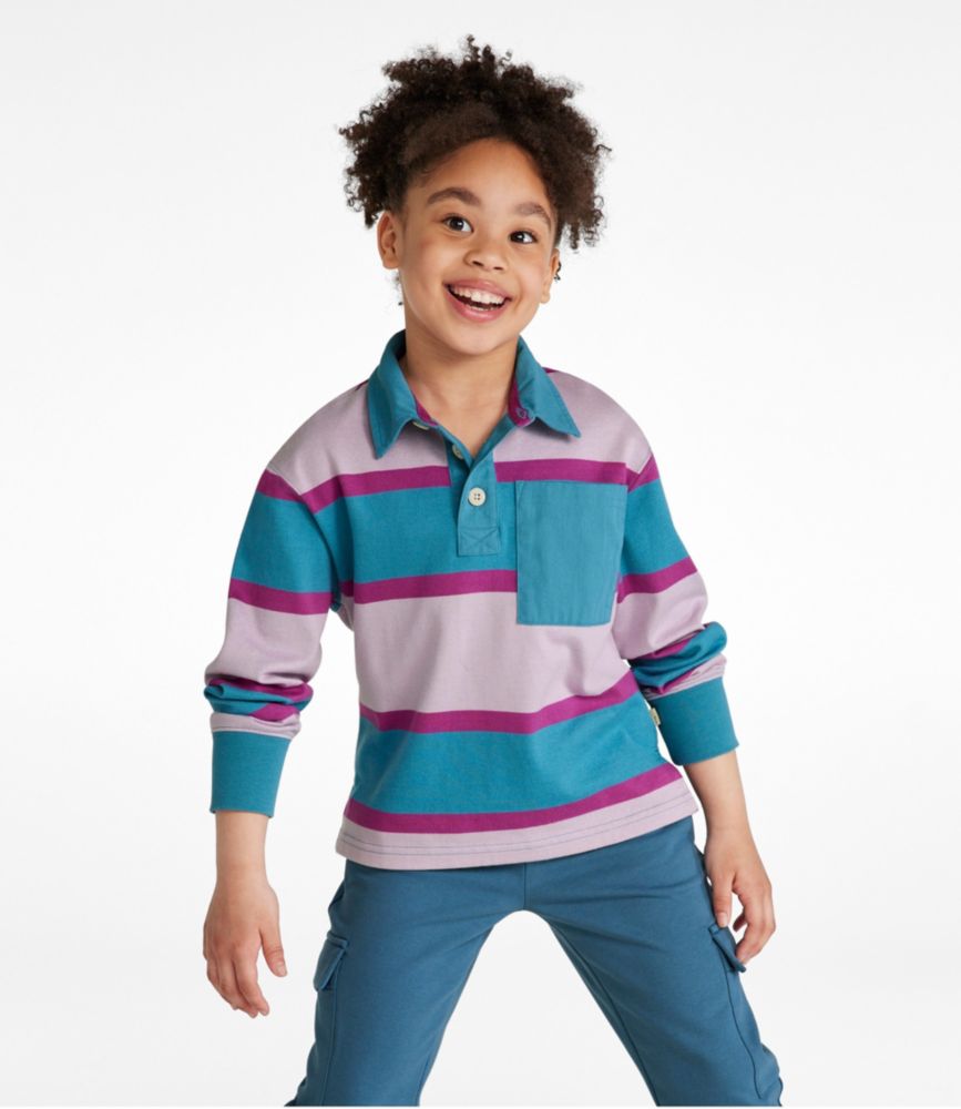 Kids' Striped Rugby Shirt, Dark Marine Blue, small image number 2