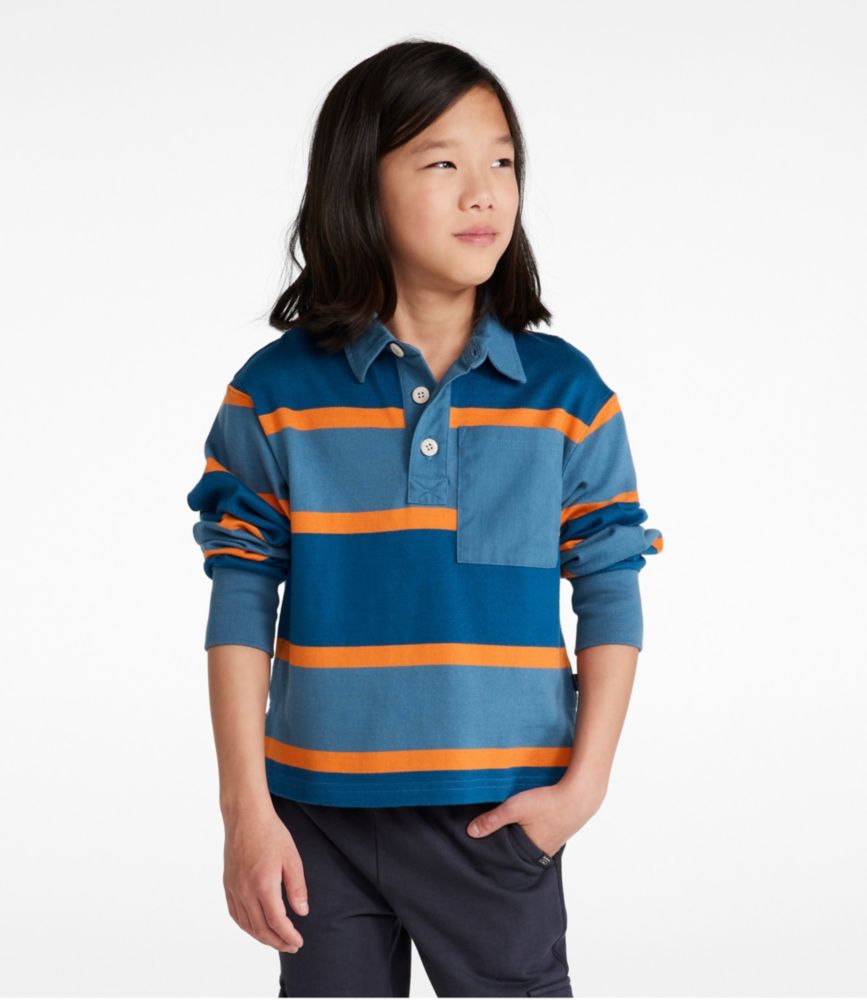 Kids' Striped Rugby Shirt, Dark Marine Blue, small image number 3