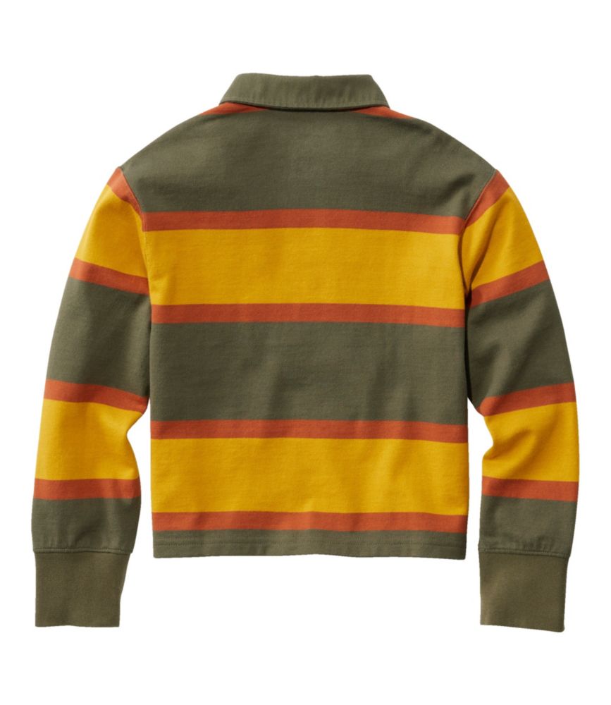 Ralph Lauren Stripe Cotton Rugby Shirt, New Olive/Sunfish Yellow