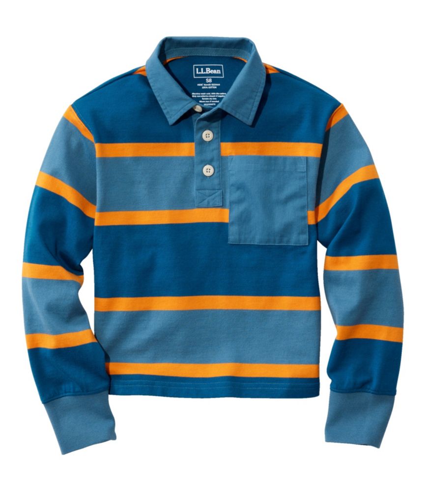 Kids' Striped Rugby Shirt, Dark Marine Blue, small image number 1