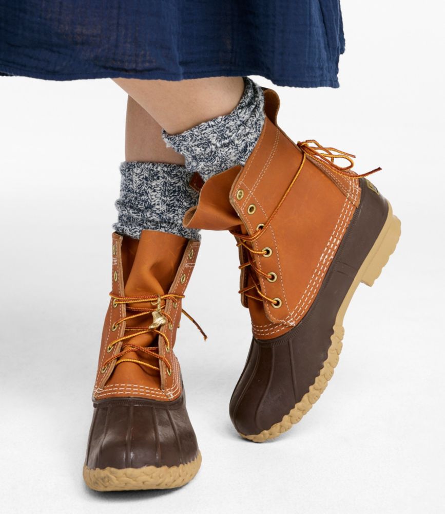 Women's Bean Boots, 8", Tan/Bright Navy/Gum, small image number 11