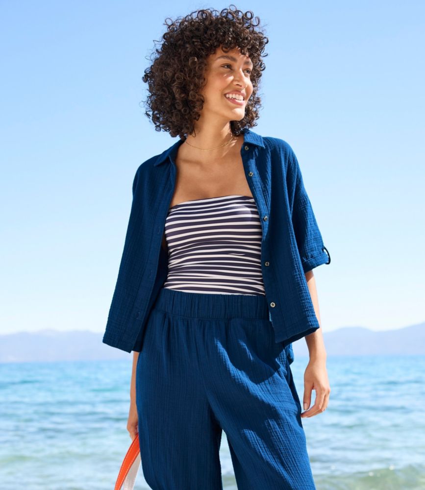 Women's Cloud Gauze Crop Button-Up Shirt