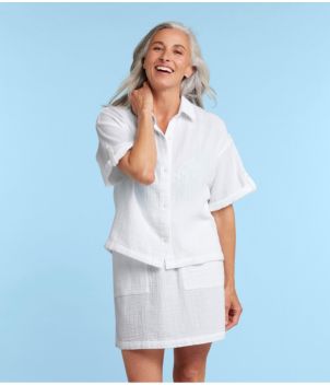 Women's Cloud Gauze Crop Button-Up Shirt, New