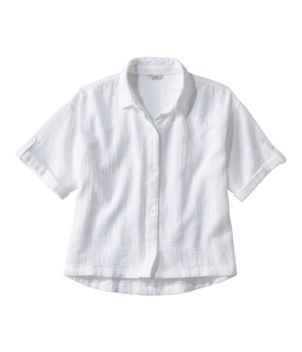 Women's Cloud Gauze Crop Button-Up Shirt, New