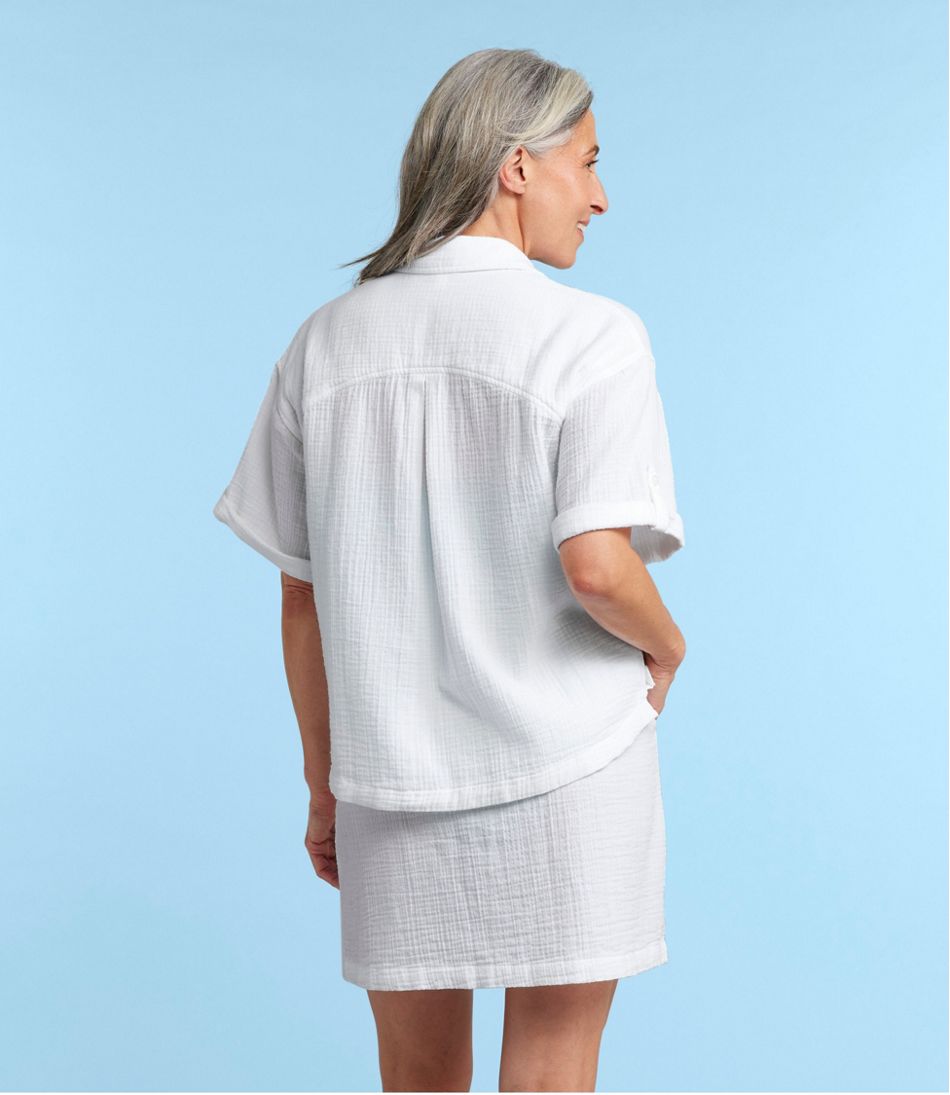 Women's Cloud Gauze Crop Button-Up Shirt
