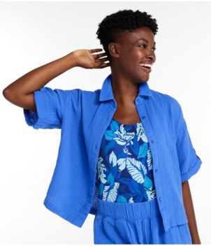 Women's Cloud Gauze Crop Button-Up Shirt