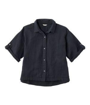 Women's Cloud Gauze Crop Button-Up Shirt