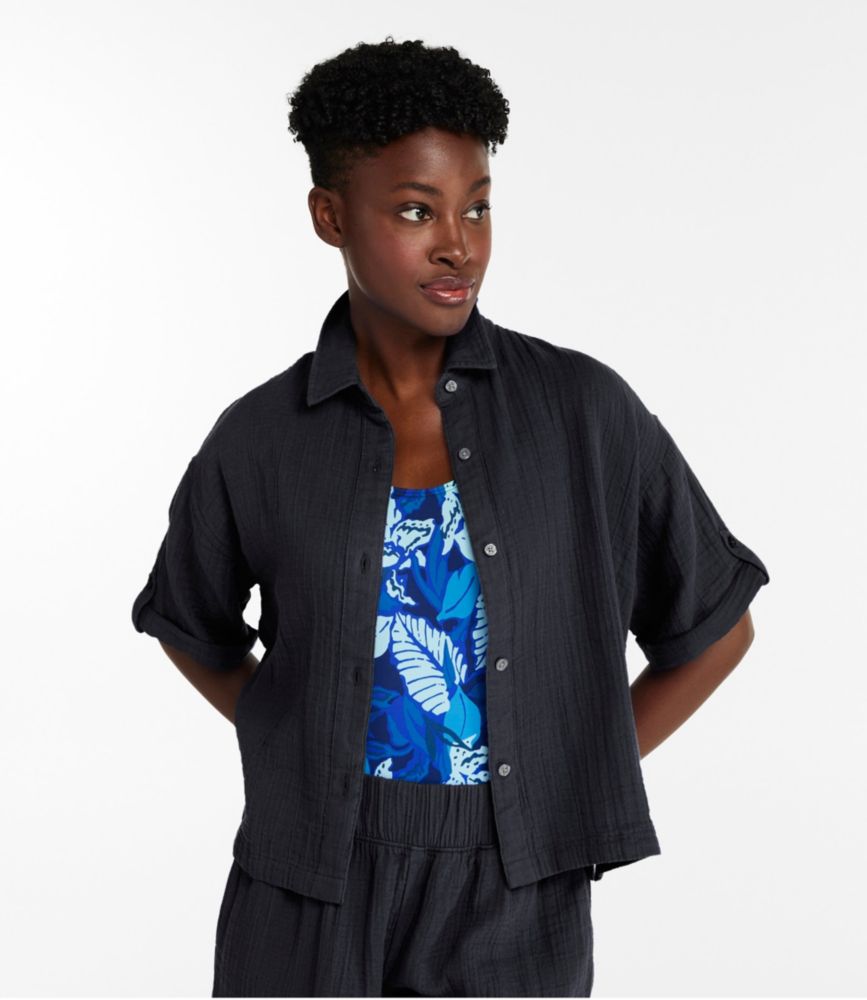 Women's Cloud Gauze Crop Button-Up Shirt