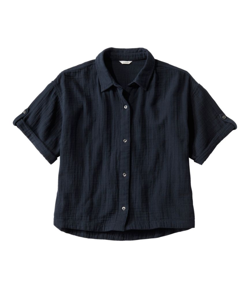 Women's Cloud Gauze Crop Button-Up Shirt