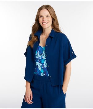 Women's Cloud Gauze Crop Button-Up Shirt