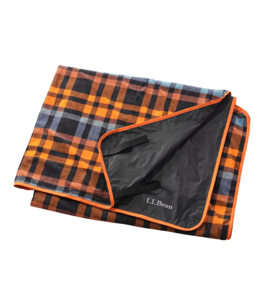 L.L.Bean Waterproof Outdoor Blanket,Plaid, Persimmon Orange Ombre Plaid/Black, small image number 1