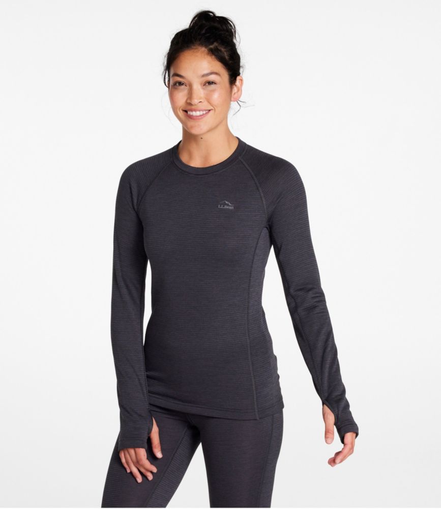 Women's L.L.Bean Midweight Base Layer Crew Top, Carbon Navy, small image number 2