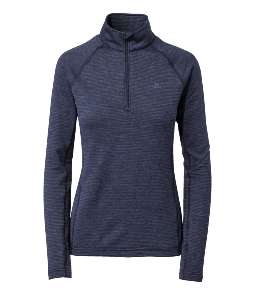 Women's L.L.Bean Midweight Base Layer Crew Top, 1/4 Zip, Carbon Navy, small image number 1