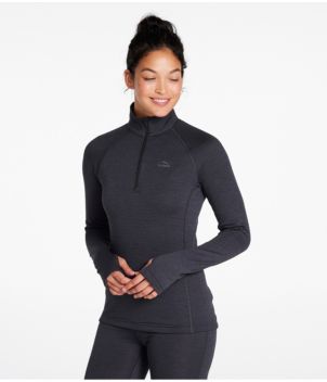 Women's L.L.Bean Midweight Base Layer Crew Top, 1/4 Zip