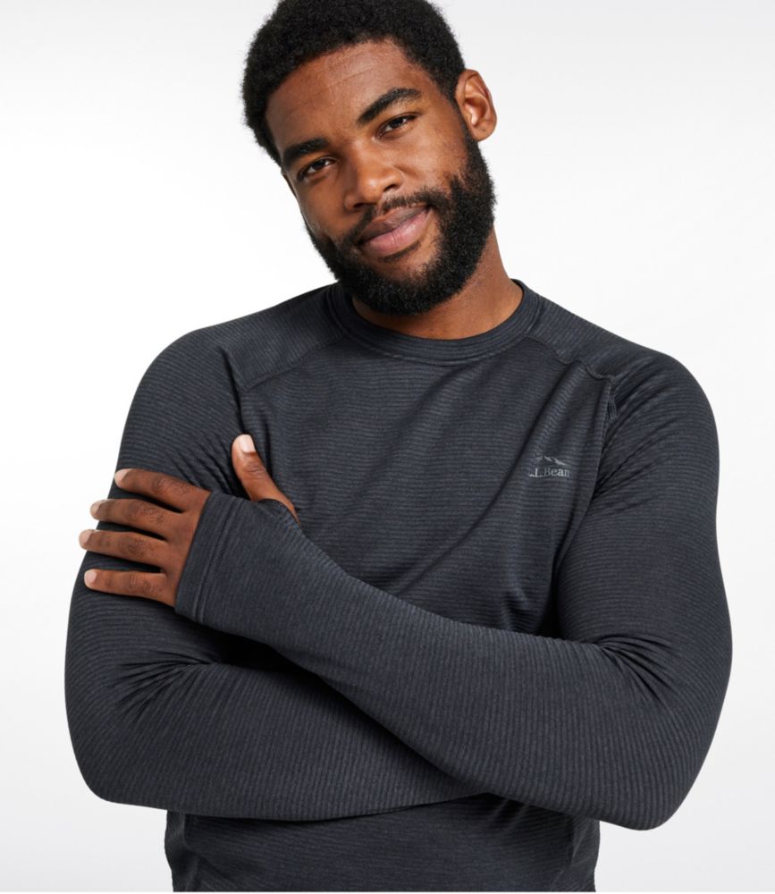 Men's L.L.Bean Midweight Base Layer Crew Top, Carbon Navy, small image number 4
