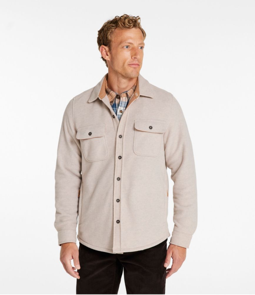 Men's Bean's Mariner Fleece Shirt, Oatmeal Heather, small image number 2