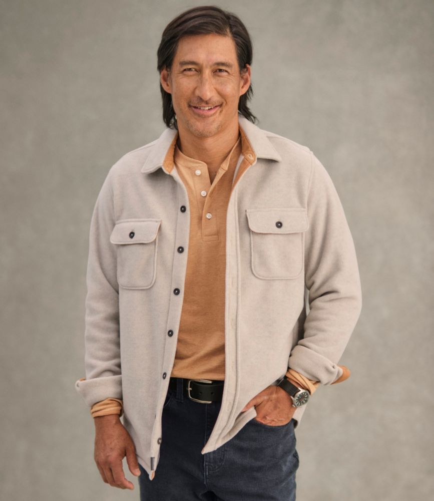 Men's Bean's Mariner Fleece Shirt, Oatmeal Heather, small image number 9