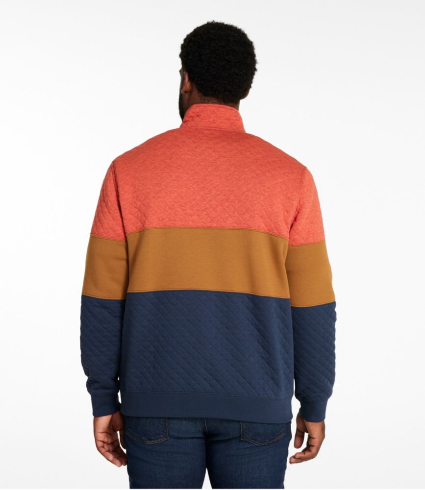 Men's Bean's Quilted Sweatshirt, Mockneck, Colorblock, Toffee Heather/Light Mahogany Heather, small image number 5