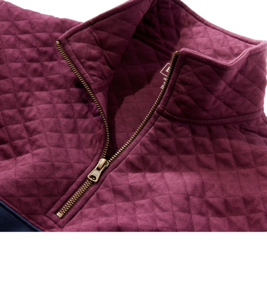 Men's Bean's Quilted Sweatshirt, Mockneck, Colorblock, Toffee Heather/Light Mahogany Heather, small image number 6