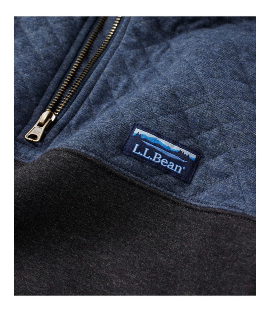 Men's Bean's Quilted Sweatshirt, Mockneck, Colorblock, Foggy Blue Heather/Deep Green Heather, small image number 7