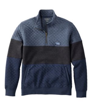 Men's Bean's Quilted Sweatshirt, Mockneck, Colorblock, New