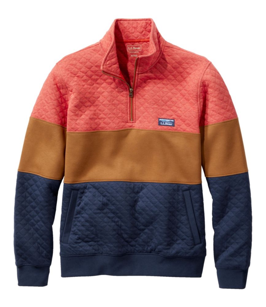 Men's Bean's Quilted Sweatshirt, Mockneck, Colorblock