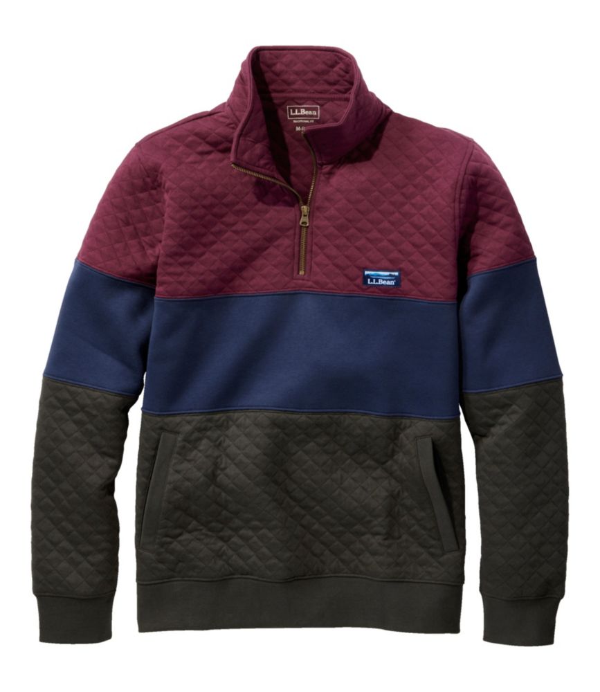 Men's Bean's Quilted Sweatshirt, Mockneck, Colorblock