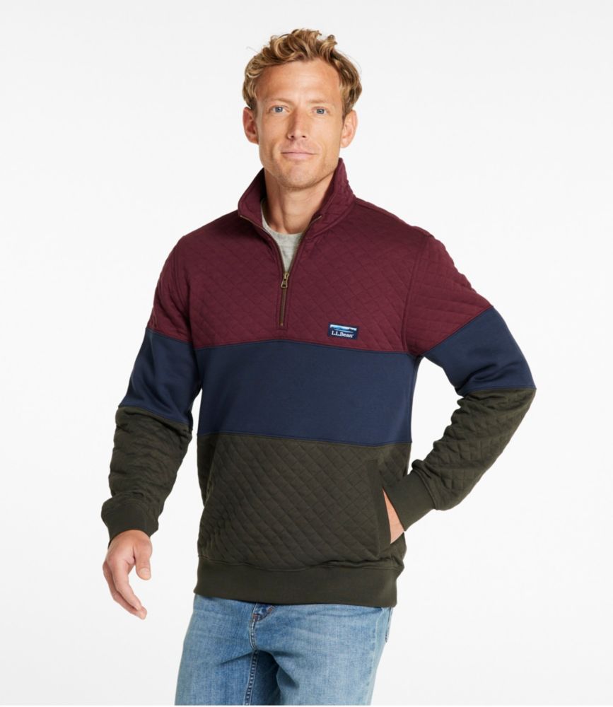 Men's Bean's Quilted Sweatshirt, Mockneck, Colorblock