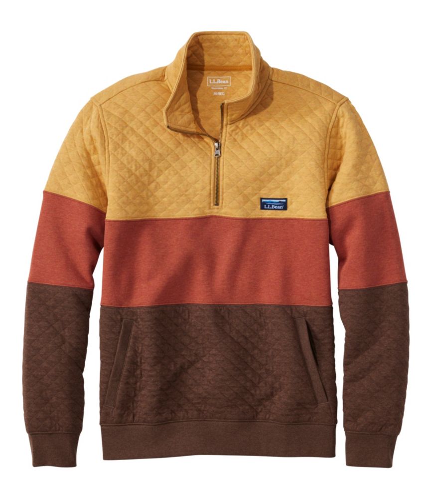 Men's Bean's Quilted Sweatshirt, Mockneck, Colorblock