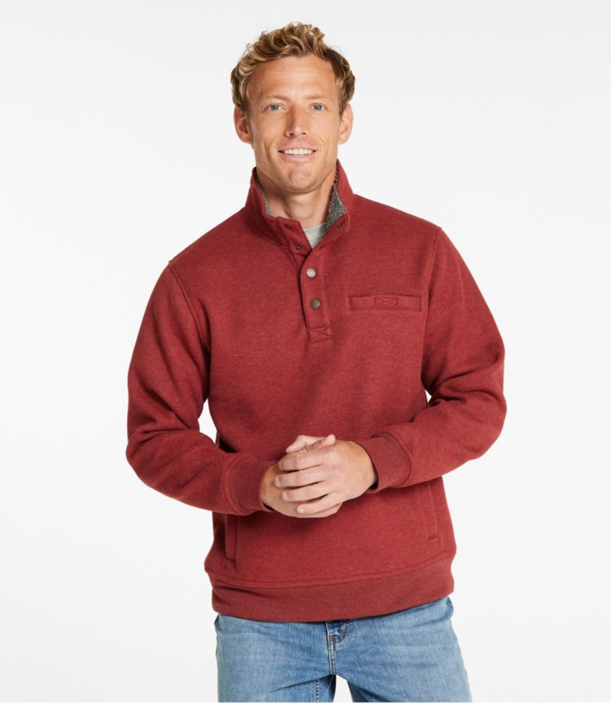 Men's Katahdin Iron Works Bonded Waffle Fleece, Mockneck, Charcoal Heather, small image number 2