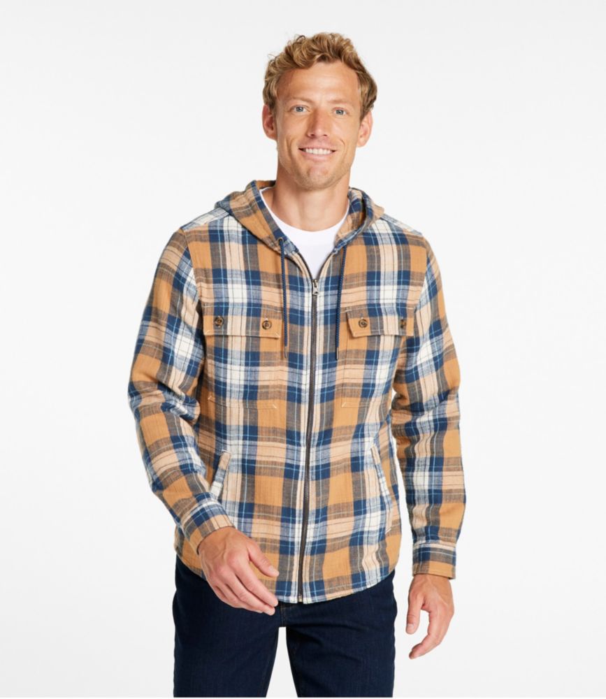 Men's 1912 Field Flannel Shirt, Hooded, Slightly Fitted Untucked Fit, Plaid, Classic Navy, small image number 2