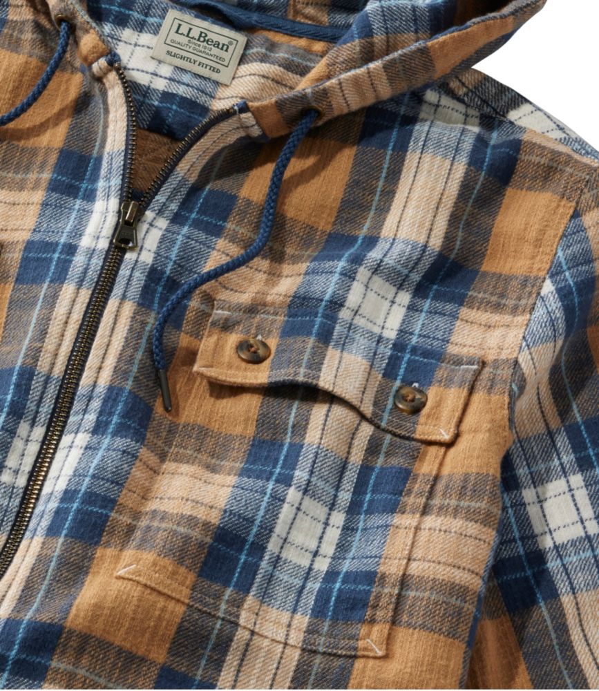 Men's 1912 Field Flannel Shirt, Hooded, Slightly Fitted Untucked Fit, Plaid, Barley, small image number 4