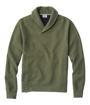 Men's Lakewashed Double-Knit Pullover, Shawl Collar, New