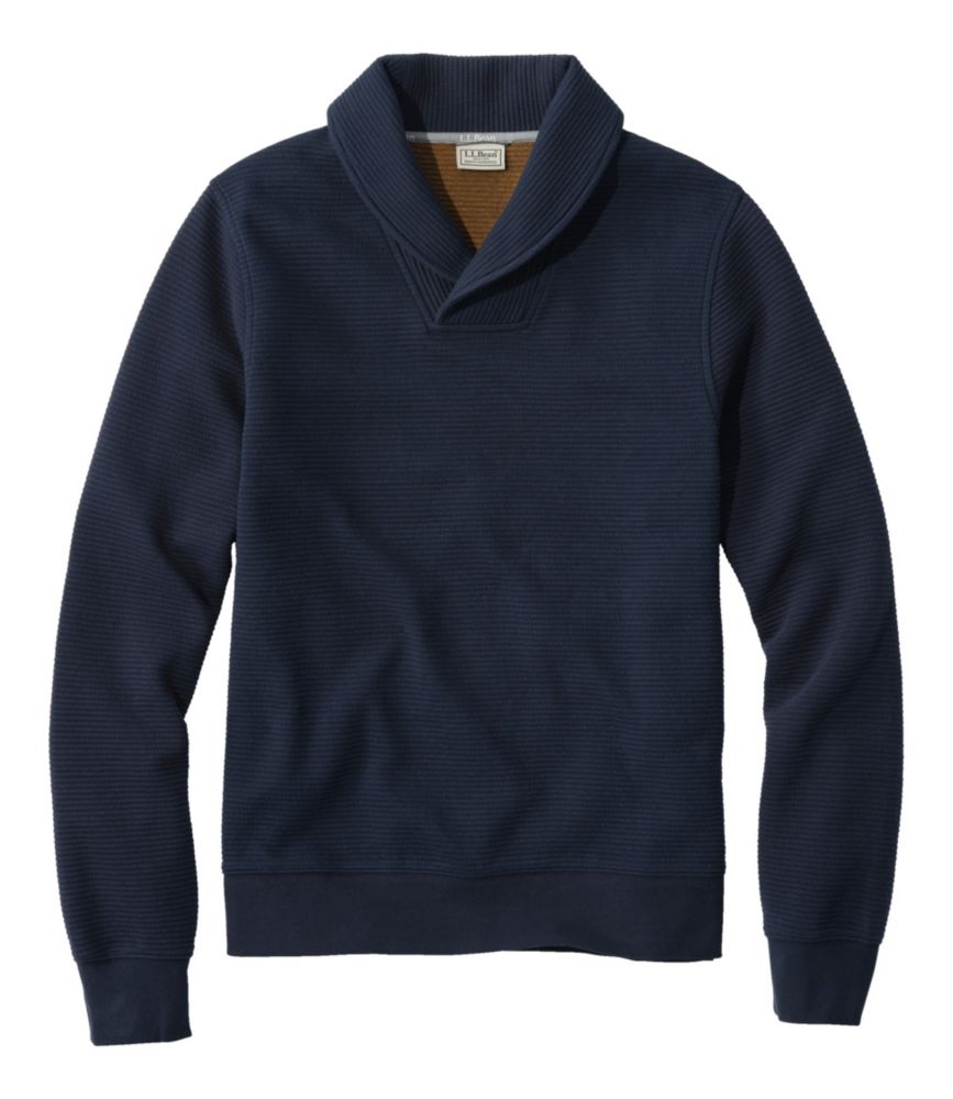 Men's Lakewashed Double-Knit Pullover, Shawl Collar, Classic Navy, small image number 1