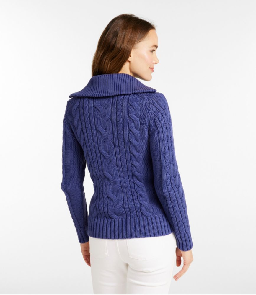 Women's Double L® Cable Sweater, Quarter-Zip, Toffee Heather, small image number 3