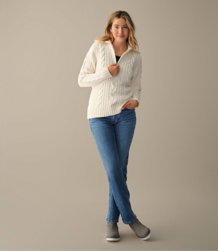 Women's Double L&reg; Cable Sweater, Quarter-Zip, , small image number 4