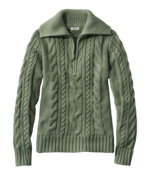 Women's Double L® Cable Sweater, Quarter-Zip