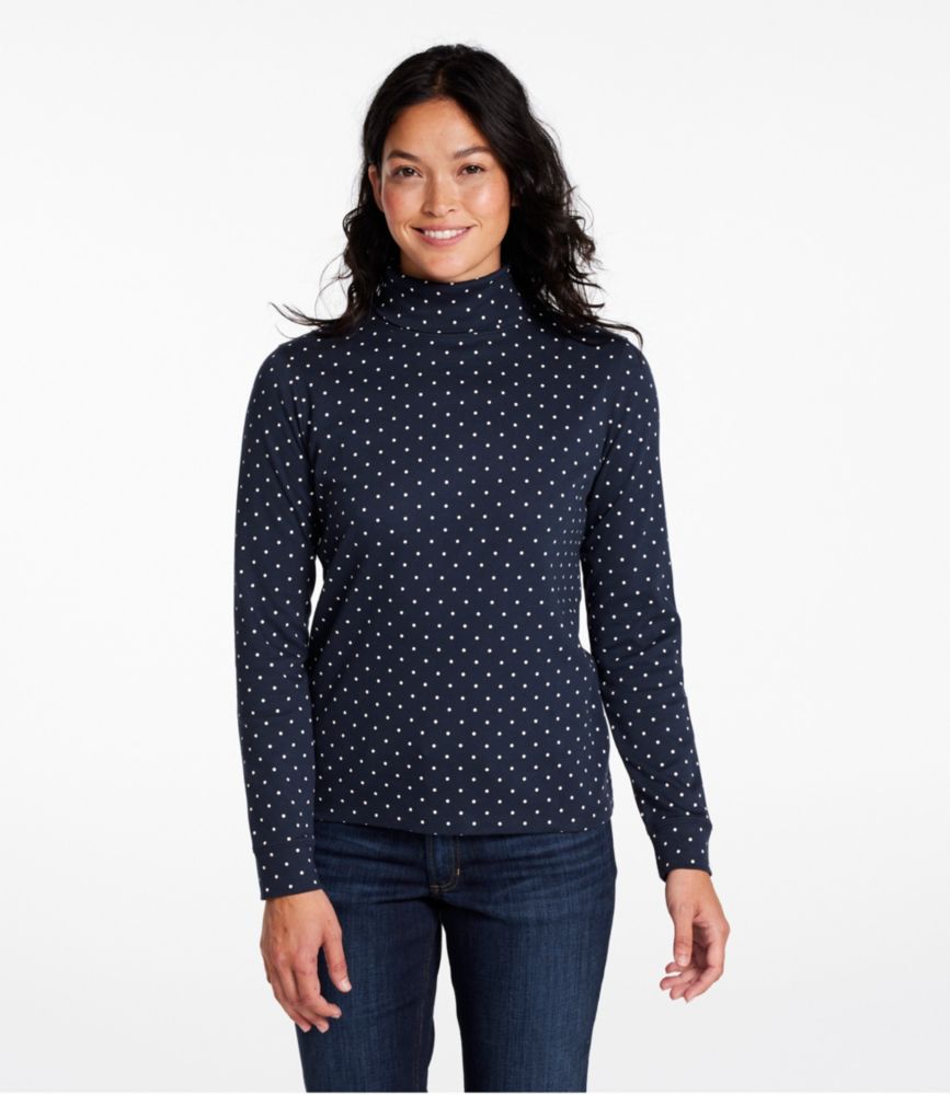 Women's L.L.Bean Interlock Turtleneck, Long-Sleeve Allover Print, Navy Dot, small image number 2