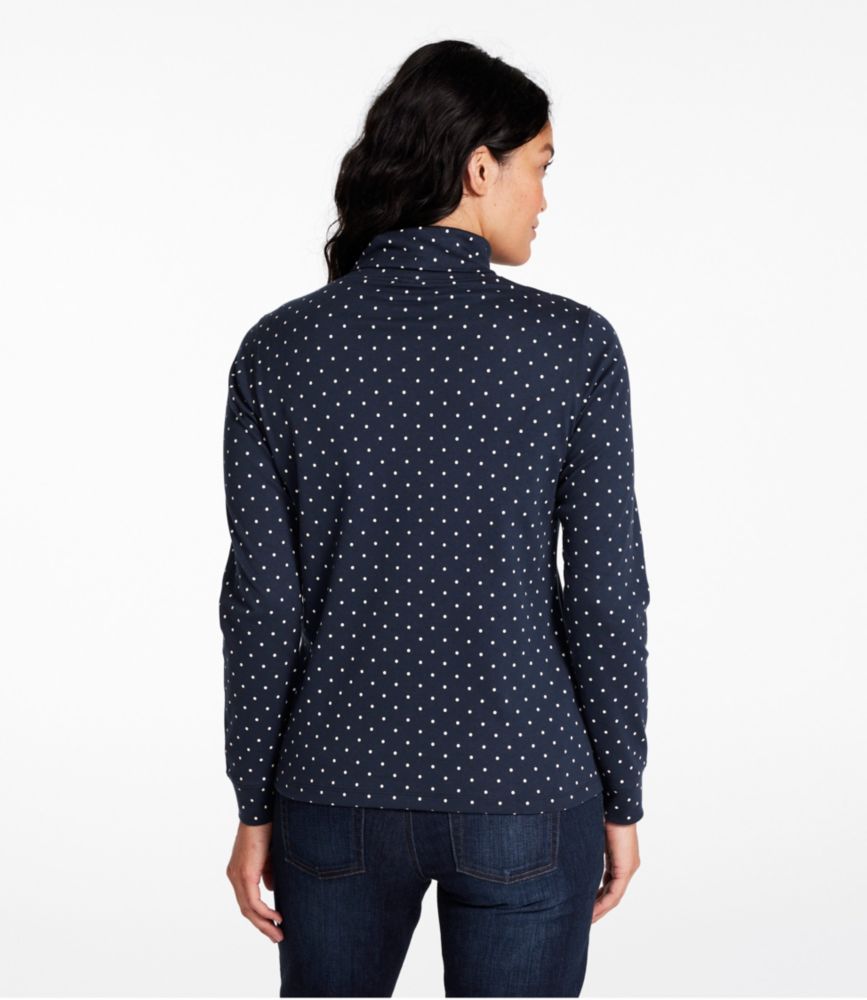 Women's L.L.Bean Interlock Turtleneck, Long-Sleeve Allover Print, Navy Dot, small image number 3