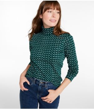 Women's L.L.Bean Interlock Turtleneck, Long-Sleeve Allover Print