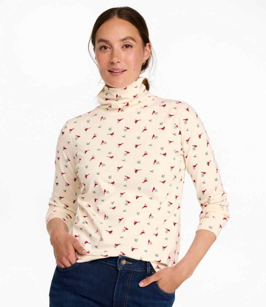 Women's L.L.Bean Interlock Turtleneck, Long-Sleeve Allover Print