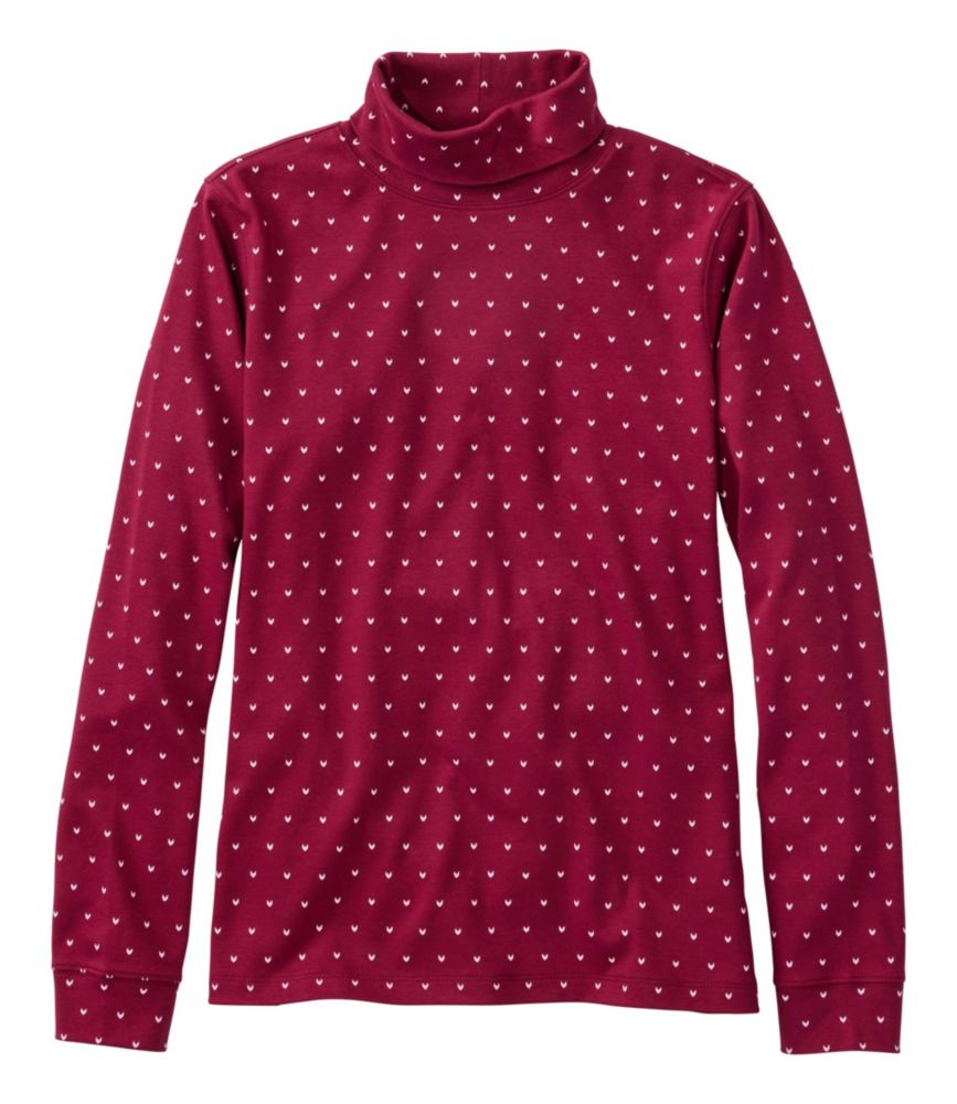 Women's L.L.Bean Interlock Turtleneck, Long-Sleeve Allover Print, Bordeaux/Dawn Pink Birdseye, small image number 1