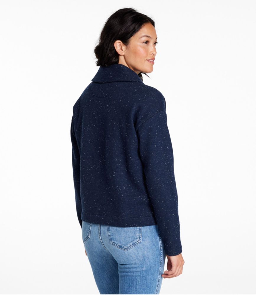 Women's Double L Soft Donegal Sweatshirt, Cardigan, Gray Donegal, small image number 3