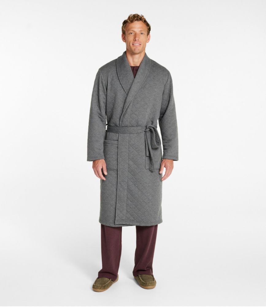 Men's Quilted Robe, Classic Navy, small image number 2