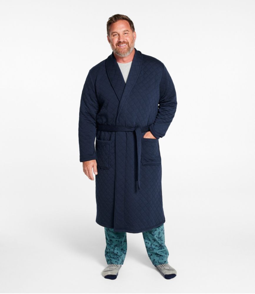 Men's Quilted Robe, Classic Navy, small image number 4