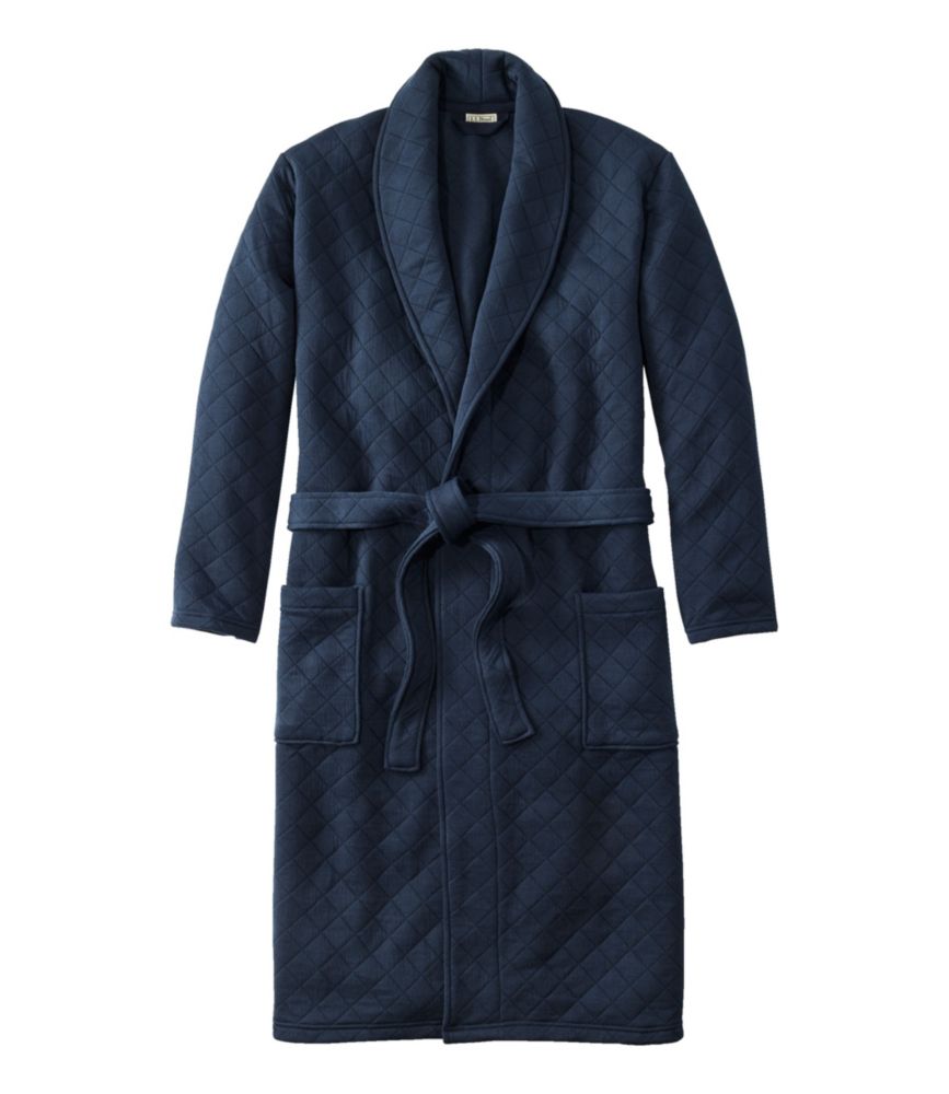 Men's Quilted Robe, Classic Navy, small image number 1