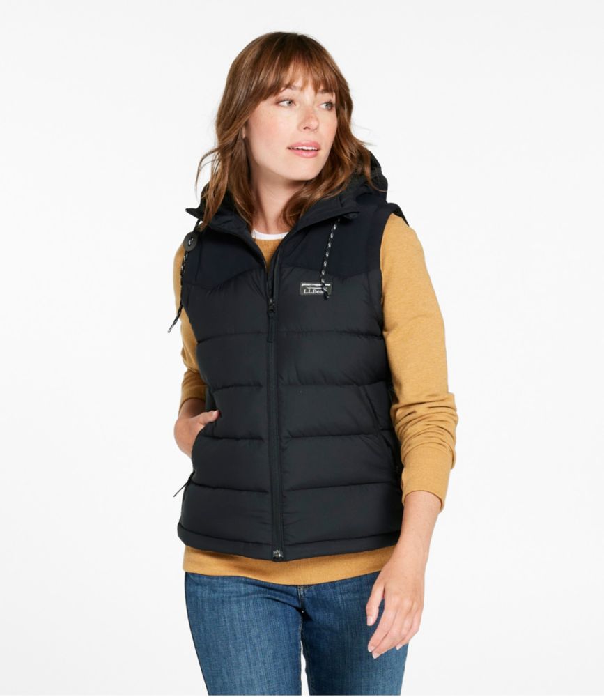 Women's Mountain Classic Hooded Down Vest, Pinewood Green/Carbon Navy, small image number 2