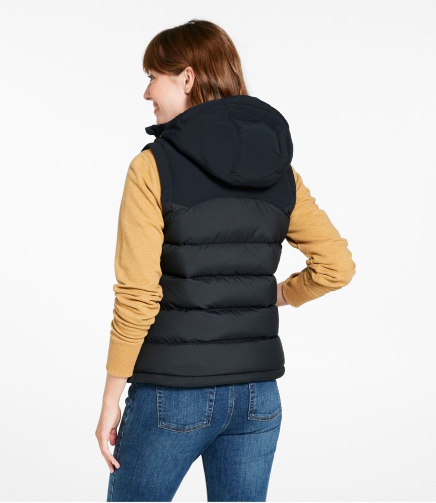 Women's Mountain Classic Hooded Down Vest, Pinewood Green/Carbon Navy, small image number 3